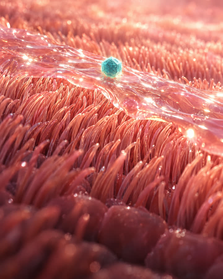 AI illustration: The lining inside the nose is covered in cilia that move in waves.